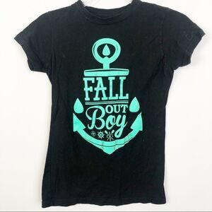 FALLOUT BOY Band Tee Black Short Sleeve Teal Graphic Women’s Size Small